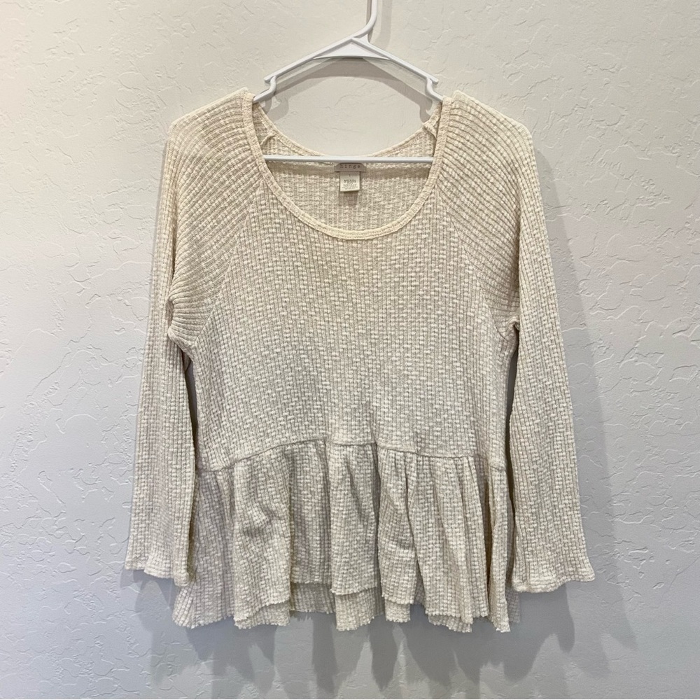 𝅺hinge Oatmeal Waffle Knit Babydoll Sweater Size 1